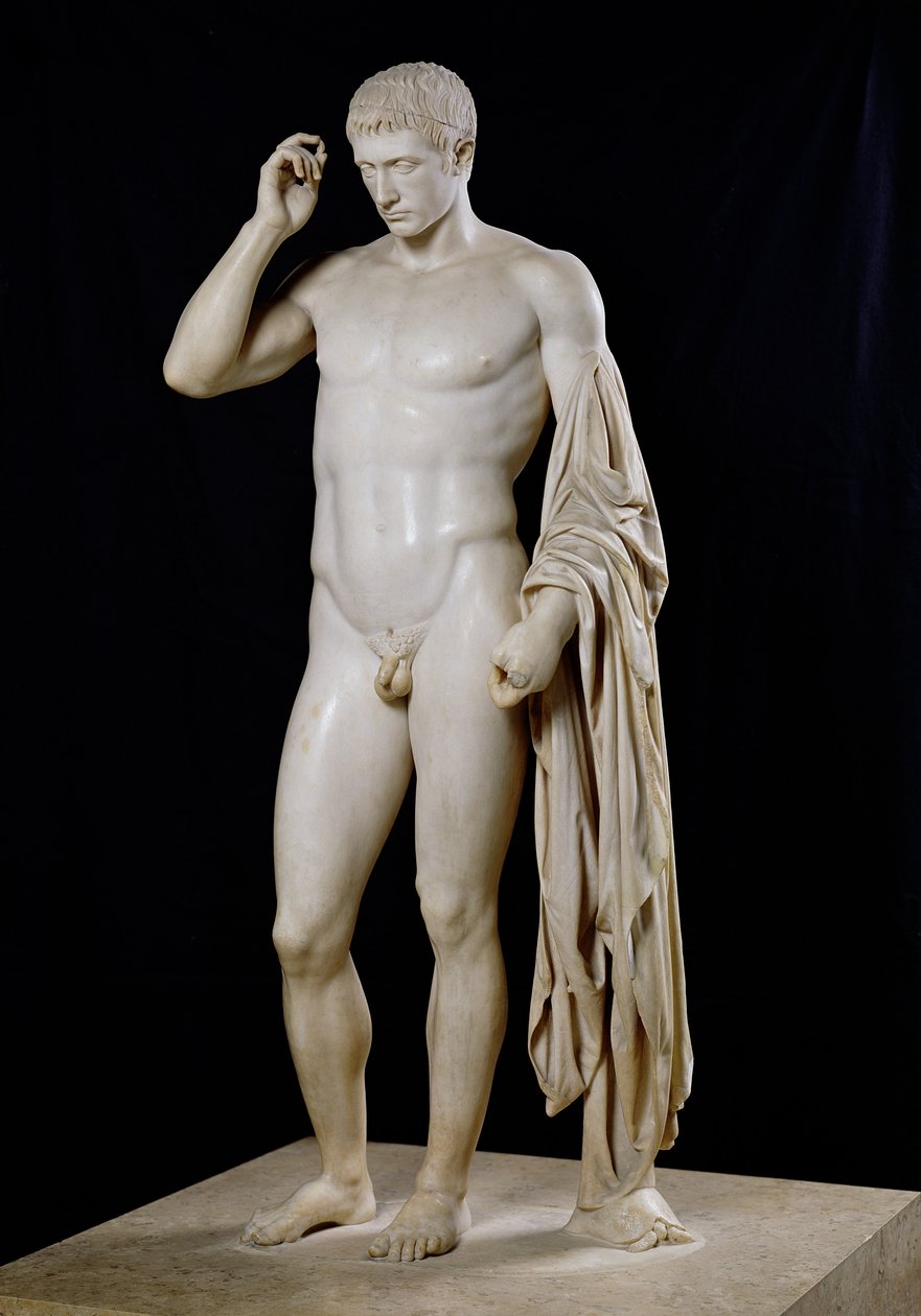 Marcellus, omväxlande identifierad som Germanicus, Caesar och Octavianus, c.23 f.Kr. (marmor) (se även 98012) av Roman