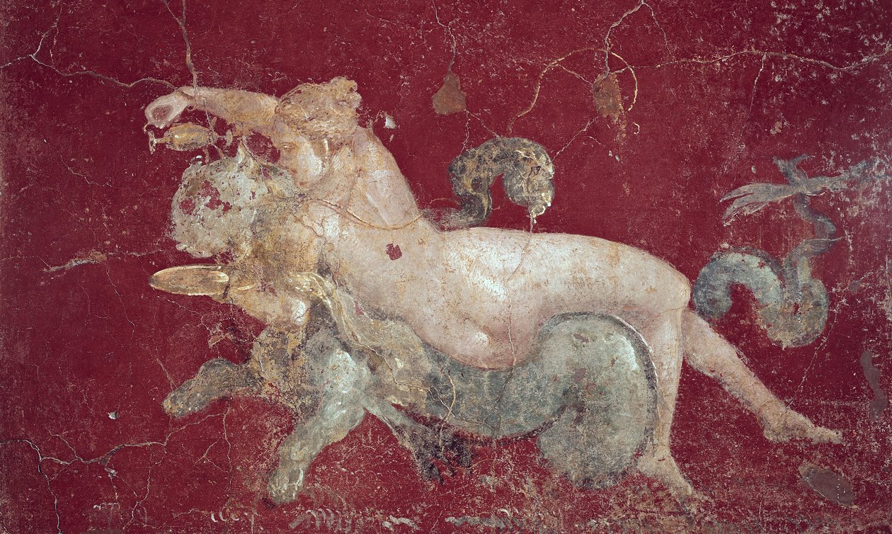 Nereid rider på en sjötiger, från Stabiae, före 79 e.Kr. av Roman