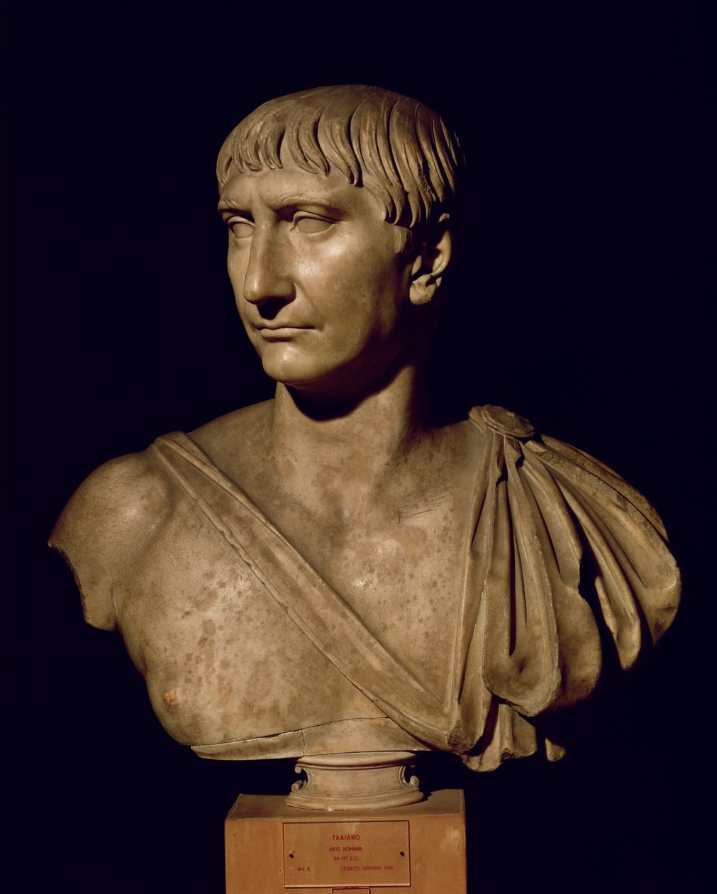 Porträttbyst av kejsar Trajanus (53-117 e.Kr.) (marmor) av Roman