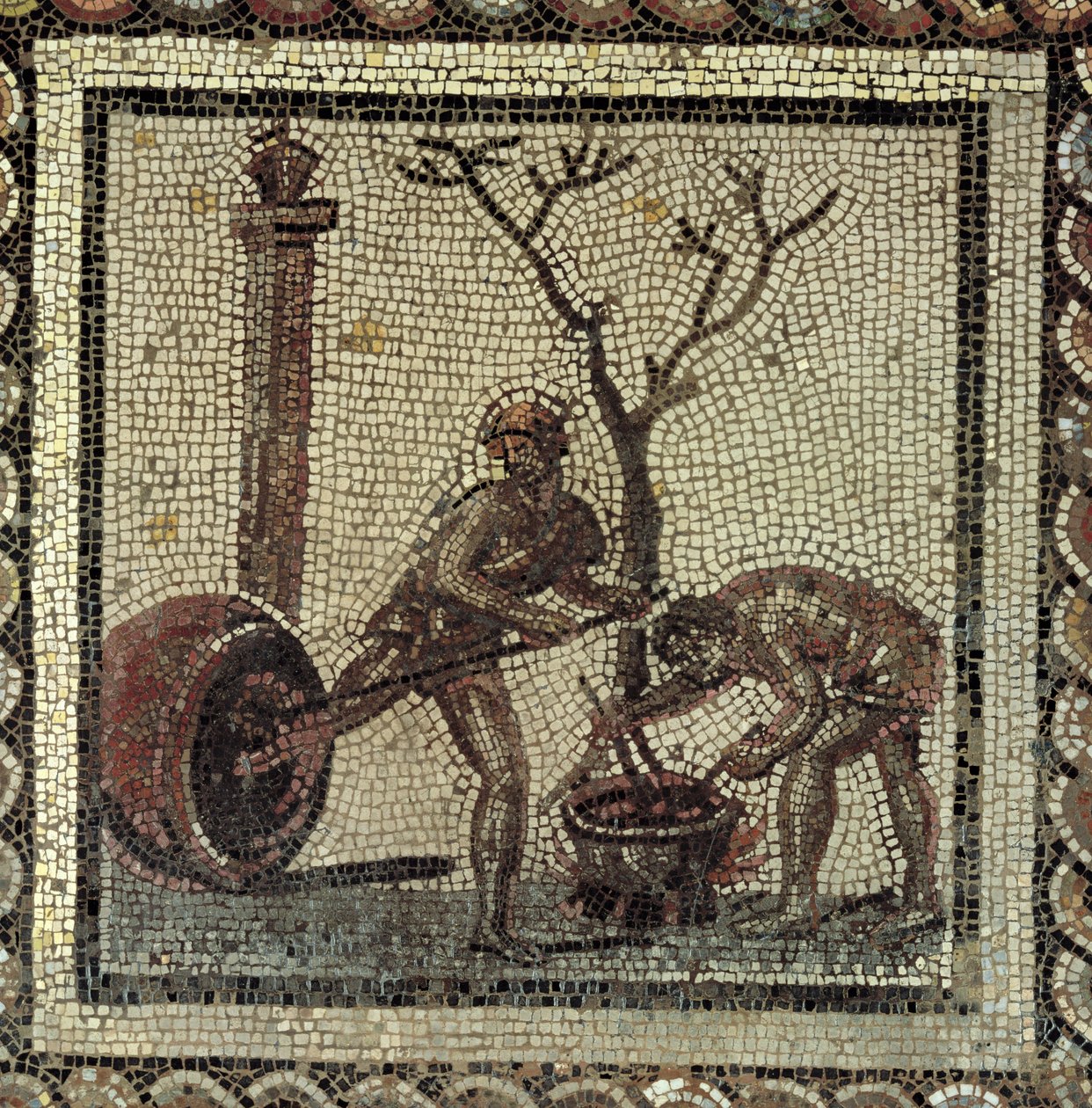 Skyddande burkar för lagring av vin med beck, från Saint-Romain-en-Gal, Rhone-Alpes, Frankrike (mosaik) av Roman