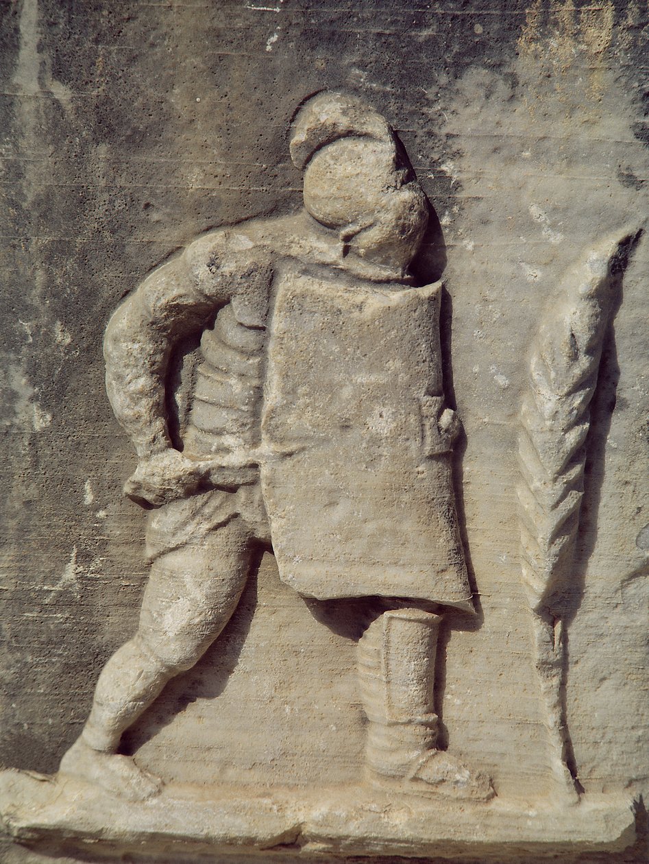 Relief föreställande en romersk soldat (marmor) av Roman