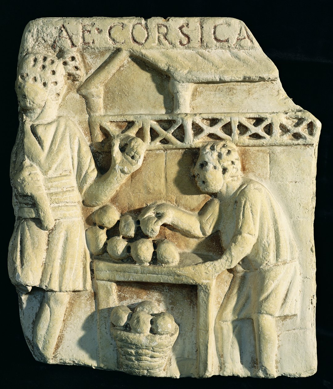 Relief föreställande en brödförsäljare av Roman