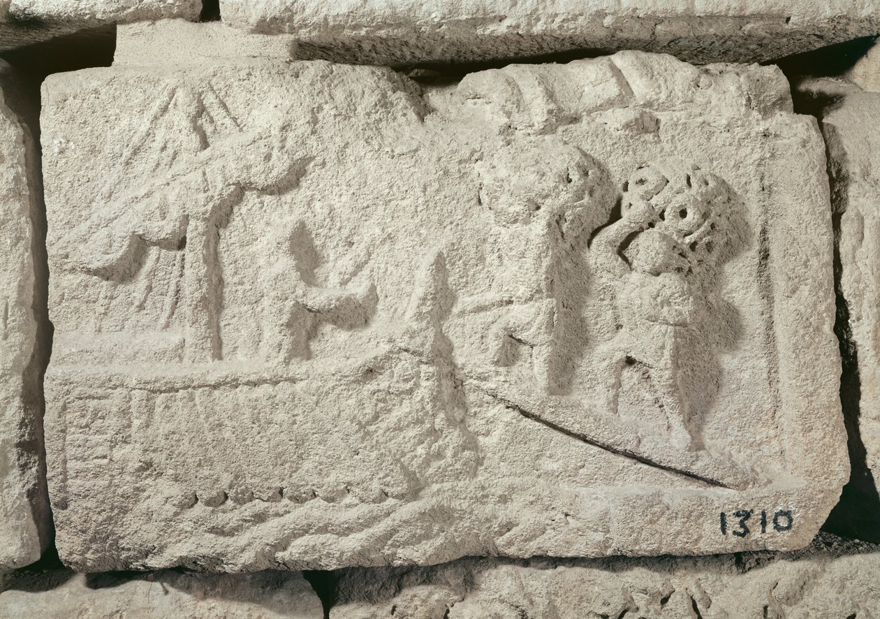 Relief föreställande lastningen av ett handelsfartyg, från en grav av Roman
