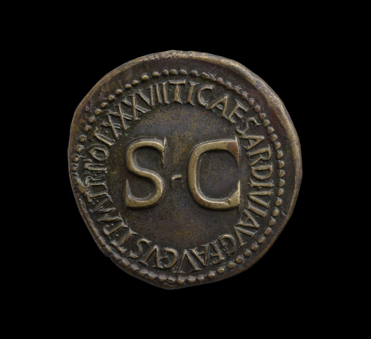 Romerskt kejsarmynt från Rom, 35-36 e.Kr. (orichalcum mässing) av Roman