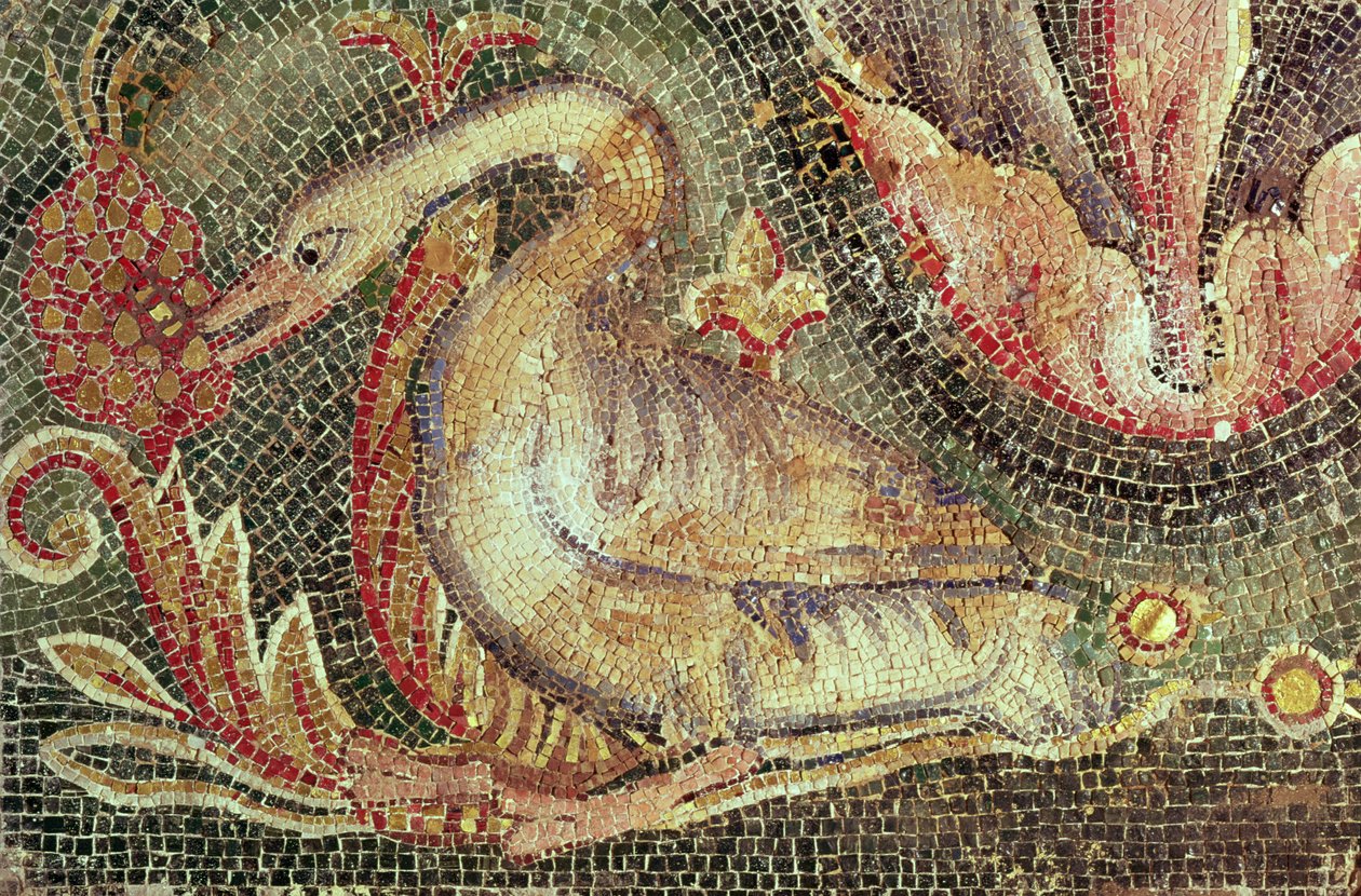 Svan, restaurerad c.1200 (mosaik) av Roman