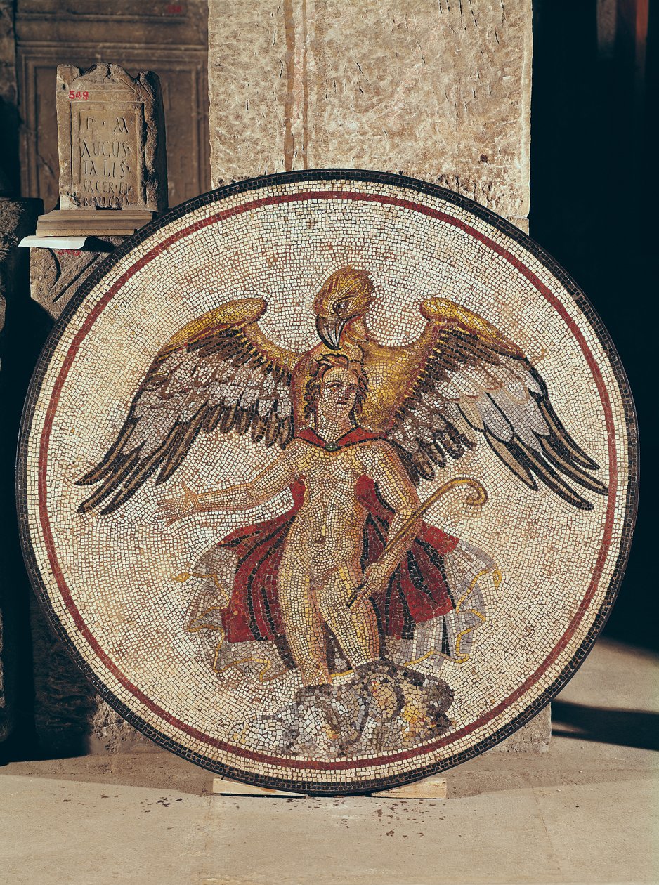 Bortförandet av Ganymedes, 2:a-3:e århundradet (mosaik) av Roman