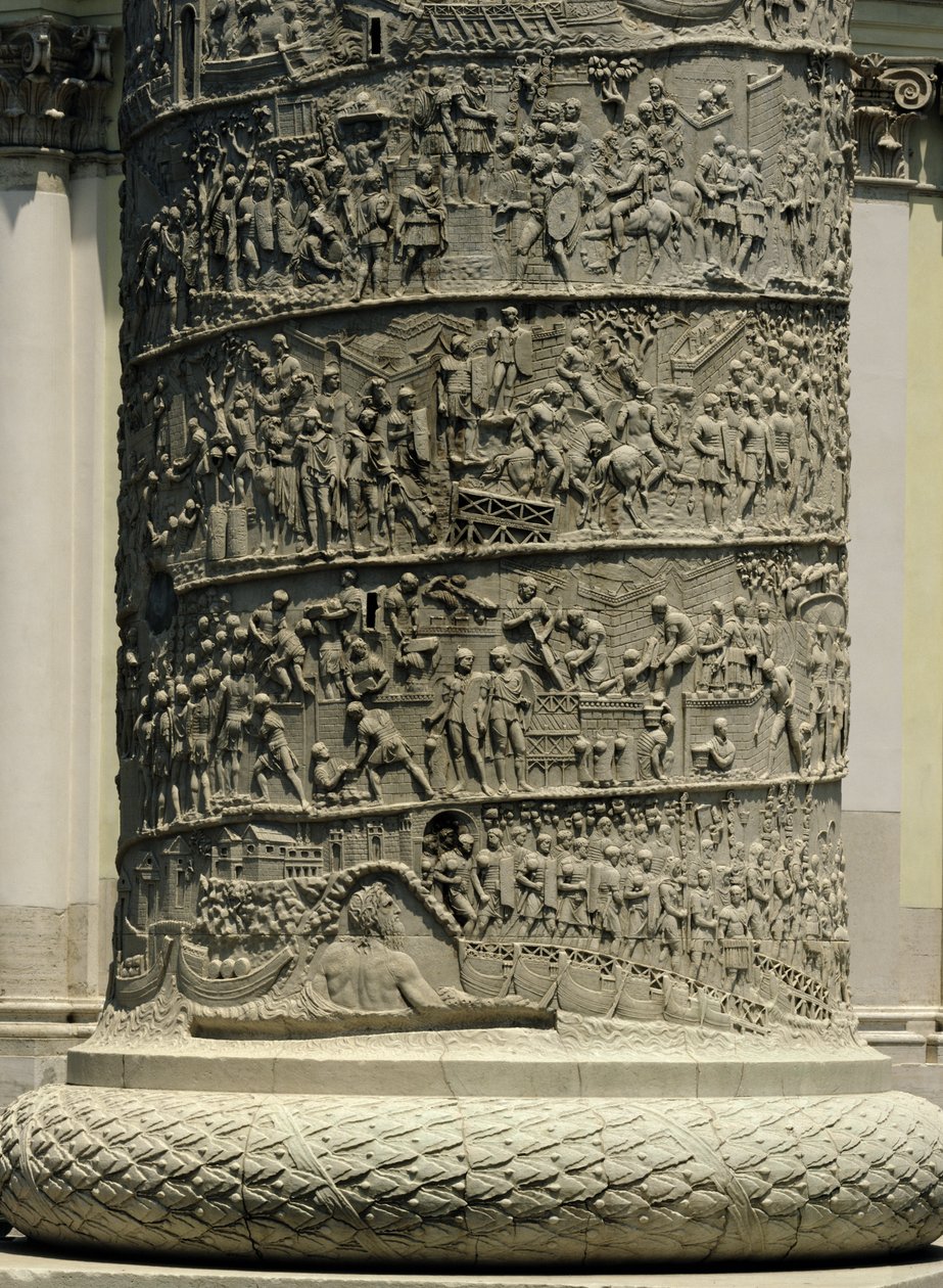 Slaget mot Dacians, detalj från Trajanus kolumn, 113 AD (kalksten) av Roman