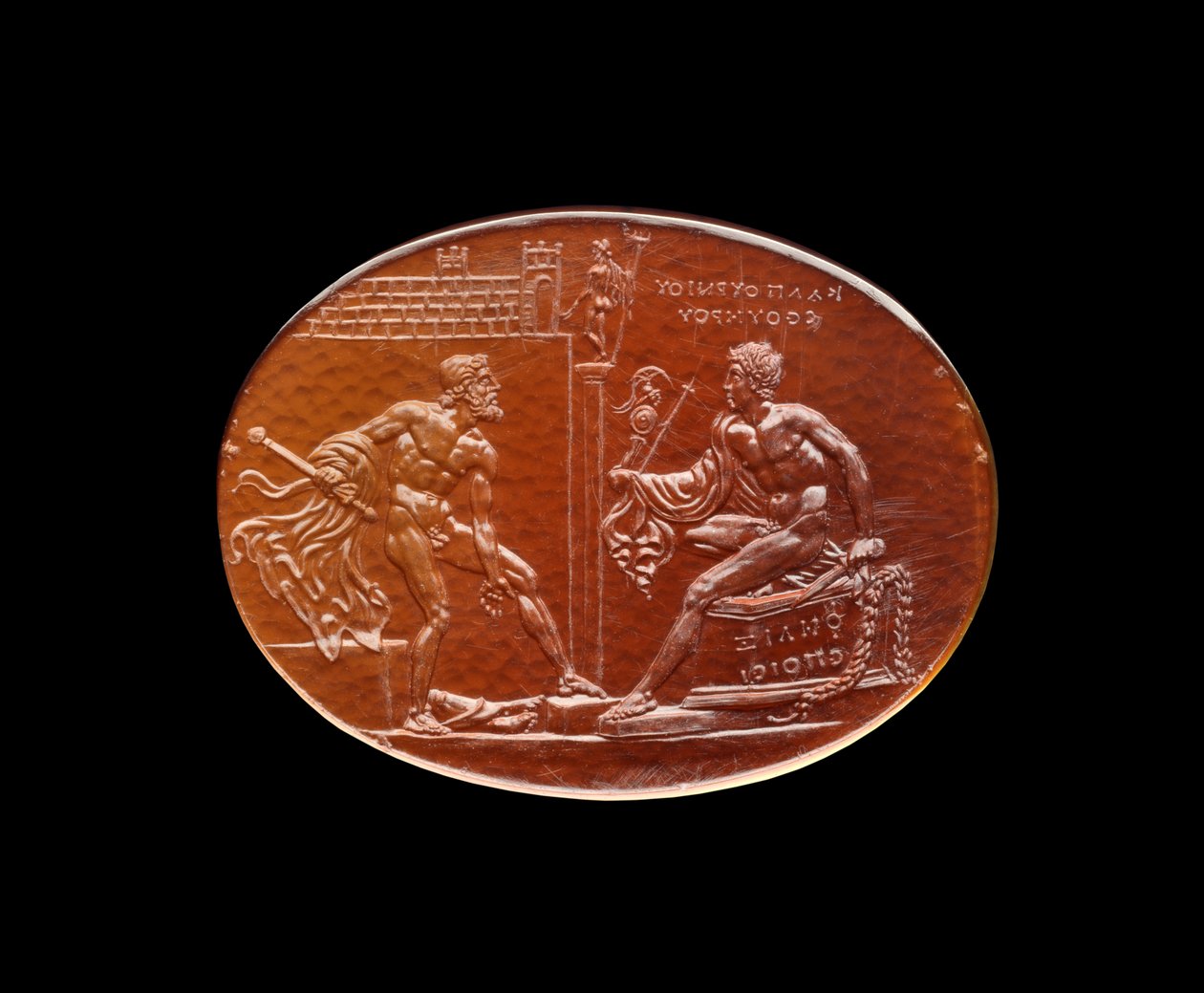Felix pärla, föreställande Ulysses och Diomede som beslagtar en bild av Athena från Troja, 1:a århundradet (ädelsten) av Roman
