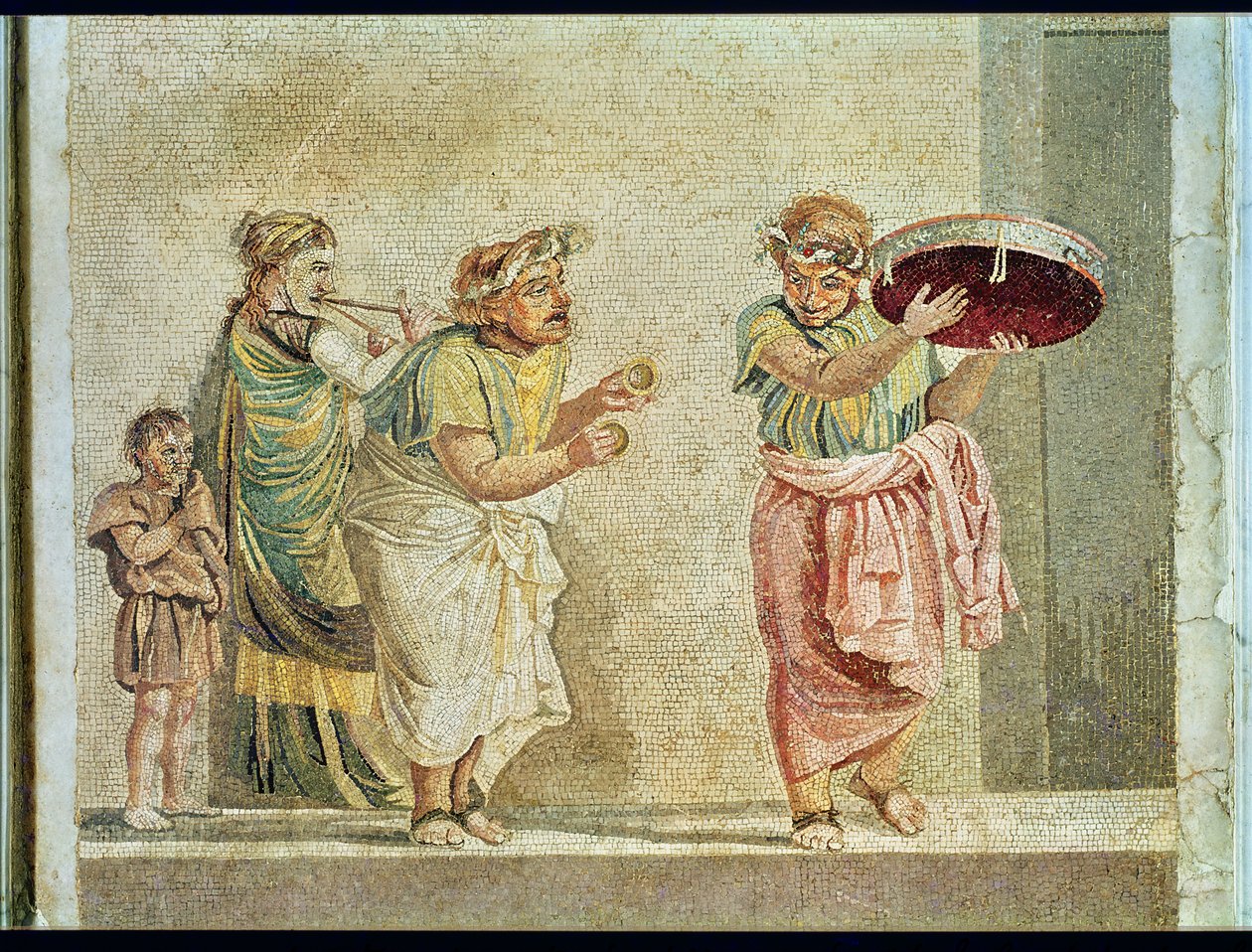 The Street Musicians, c.100 f.Kr. (mosaik) av Roman