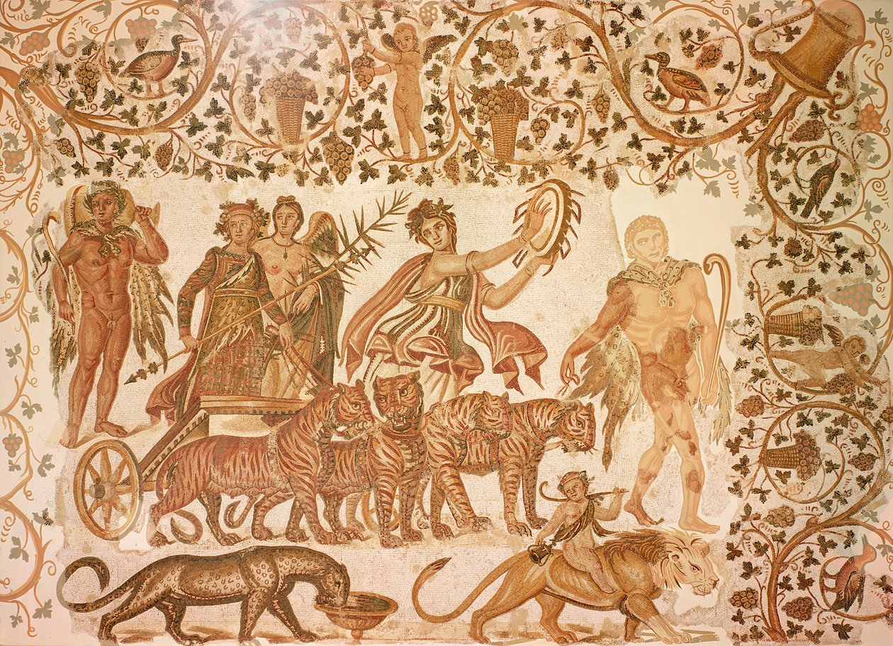 Dionysos triumf (mosaik) av Roman