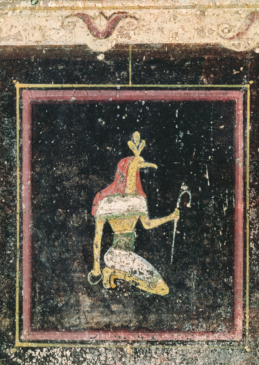 Thoth, detalj från ett talinium dekorerat med målningar i egyptisk stil, c.27-14 f.Kr. av Roman