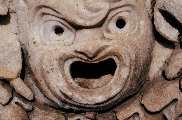 Tragisk mask, från teatern av Roman