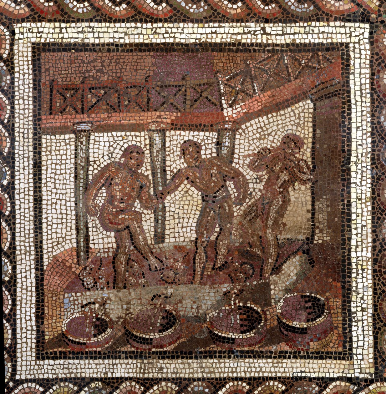 Druvor som trampas, från Saint-Roman-en-Gal (mosaik) av Roman