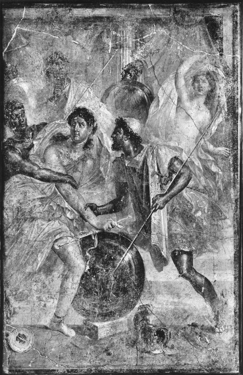 Ulysses and Diomedes recognizing Achilles disguised as the female Pyrrha among the Daughters of Lycomedes at Skyros, from Pompeii   av Roman