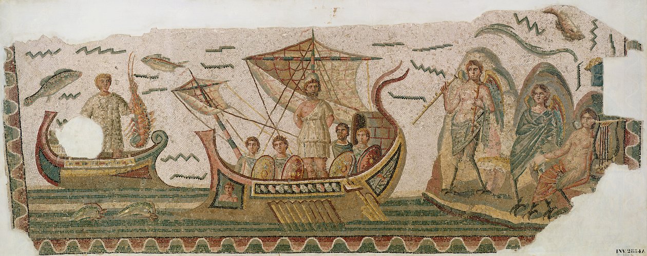 Ulysses och sirenerna (mosaik) av Roman