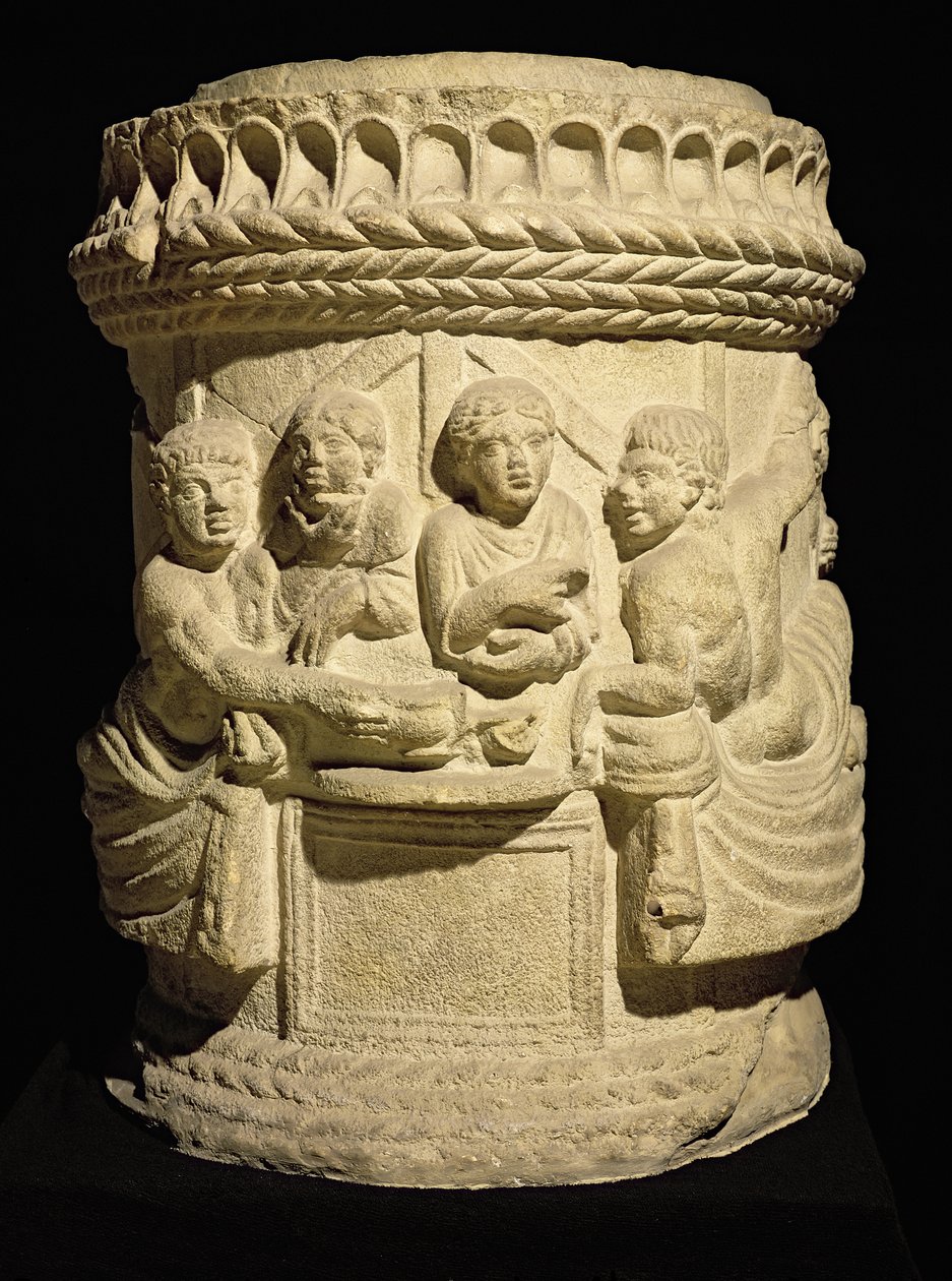 Urna föreställande en familjemåltid, från Aquileia av Roman