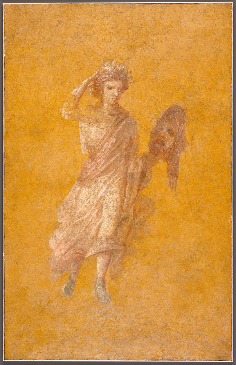Väggfragment av en mus, 1-75 e.Kr. (gips och pigment) av Roman