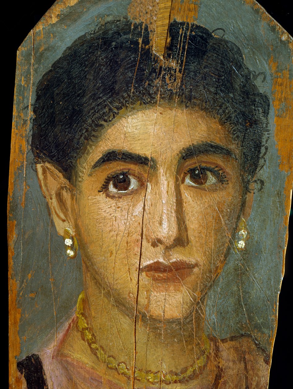 Kvinnligt mumieporträtt, från Thebe, 2:a århundradet (enkaustisk vax och målarfärg på limeträ) av Roman Period Egyptian