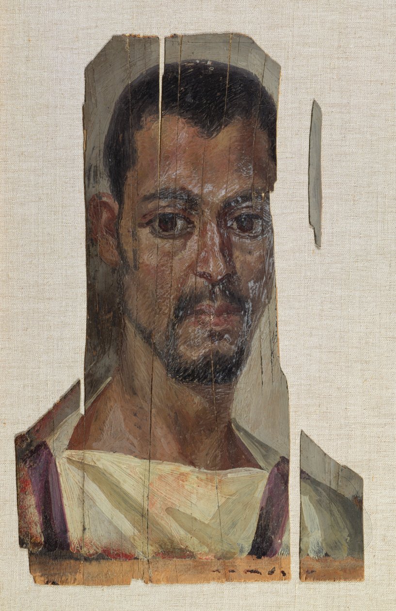 Porträtt från Fayum (enkaustisk vax på trä) av Roman Period Egyptian