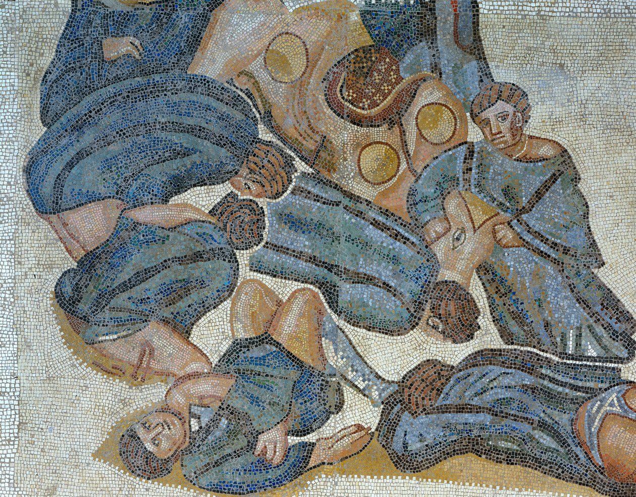 Mosaik som visar en scen av en vilddjursjakt, detalj av Roman Roman