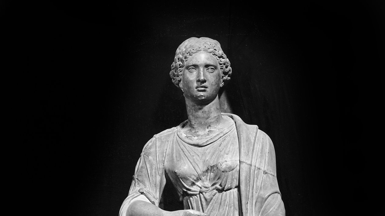 Agrippina den yngre (15-59 e.Kr.) med sin son Nero (37-68 e.Kr.) (marmor) (s/v foto) (detaljer från 164899) av Roman