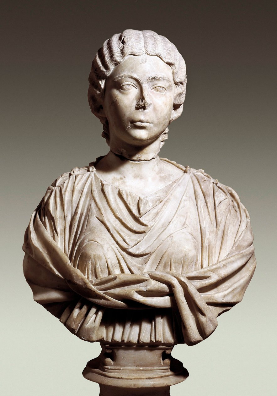 Annia Gallery Faustina, kallad Faustina den yngre (cirka 125/130 - 175), 2:a århundradet e.Kr. (marmor) av Roman