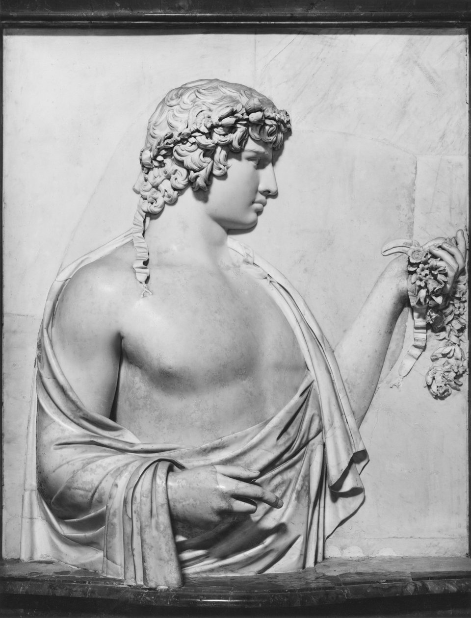 Antinous, c.130-140 AD (marmor) (s/v foto) av Roman