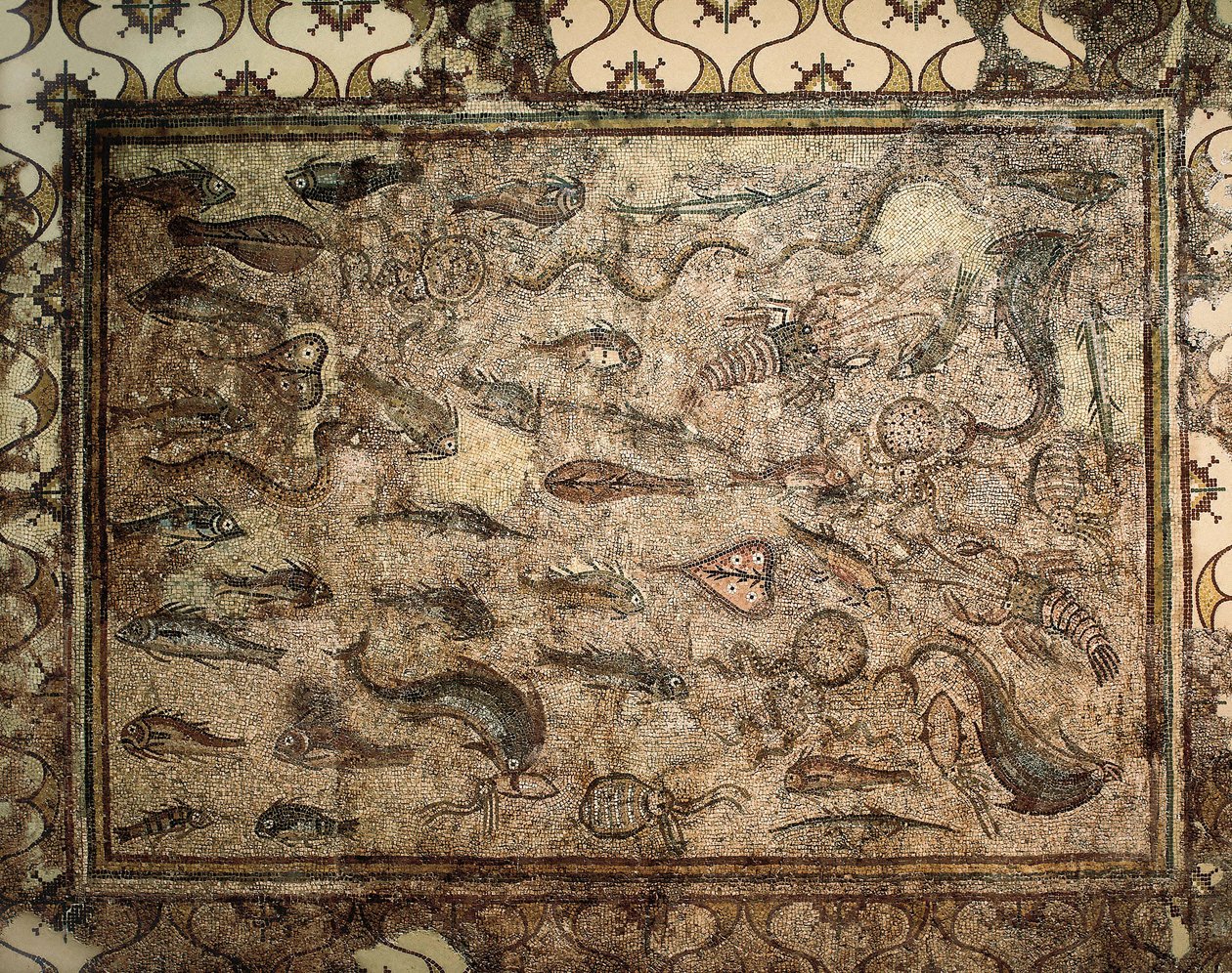 Romersk konst: mosaik av fisk. Början av 300-talet. Tarragona. Arkeologiska museet. av Roman
