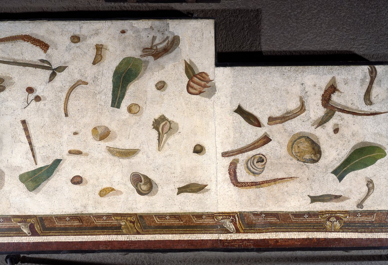 "Asarotos" (golv osopat) Fragment av mosaik signerade Harakliton från Rom, 200-talet e.Kr., Rom av Roman