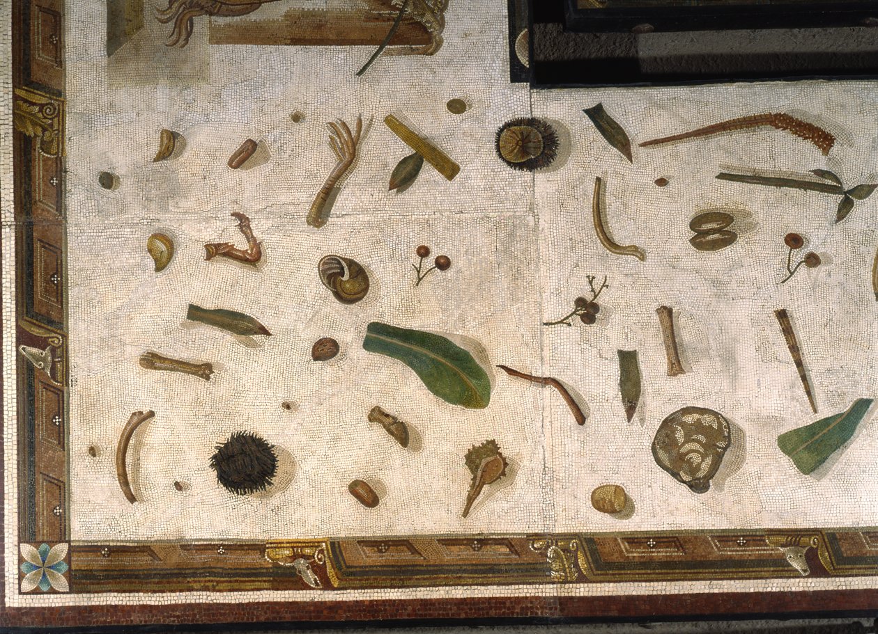 "Asarotos" (golv osopat) Fragment av mosaik signerade Harakliton från Rom, 200-talet e.Kr., Rom av Roman