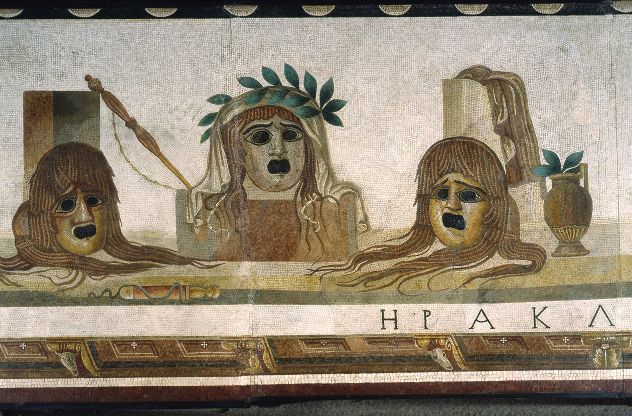 "Asarotos" (golv osopat) Fragment av mosaik signerad Harakliton från Rom, 2:a århundradet e.Kr., Rom av Roman