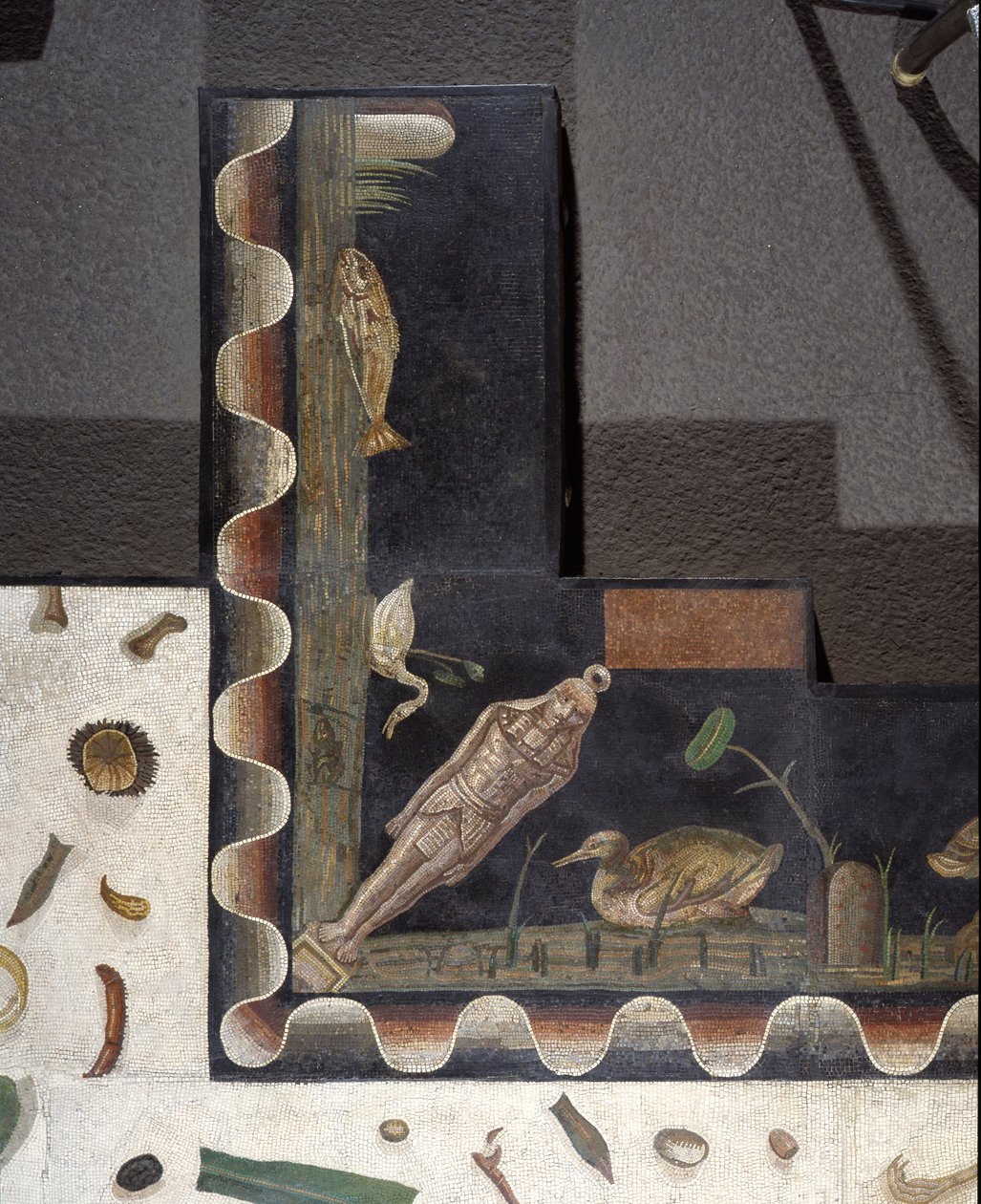 "Asarotos" (golv osopat) Fragment av mosaik signerade Harakliton från Rom, 200-talet e.Kr., Rom av Roman