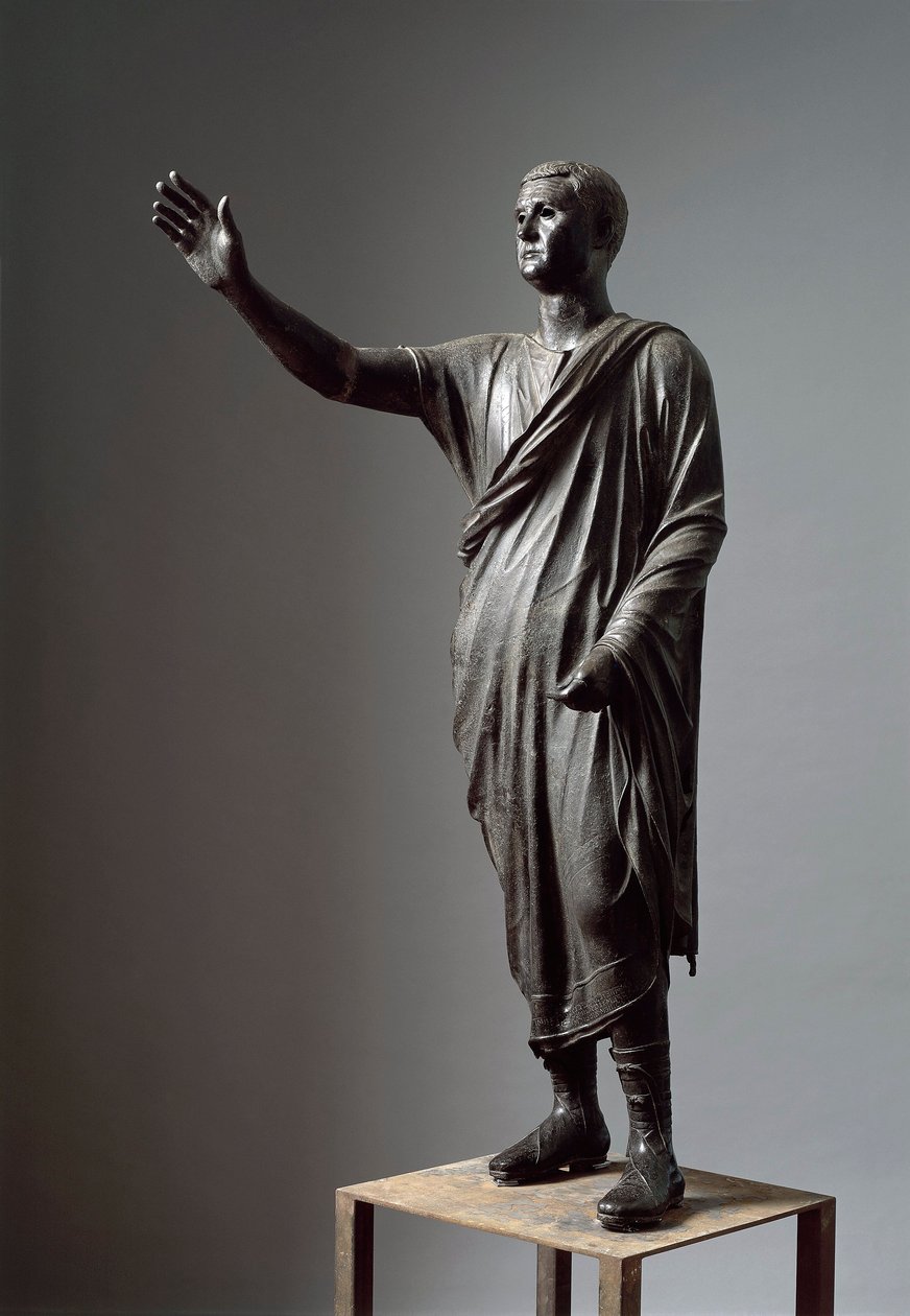 Aule Metele, Arringatore, The Orator, bronsstaty, 80 f.Kr., från Pila (Perugia) av Roman