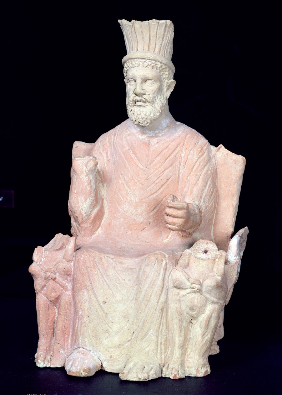 Baal Hammon sittande på sin tron, från helgedomen vid Bir Bou Regba (forntida Thinissut) av Roman