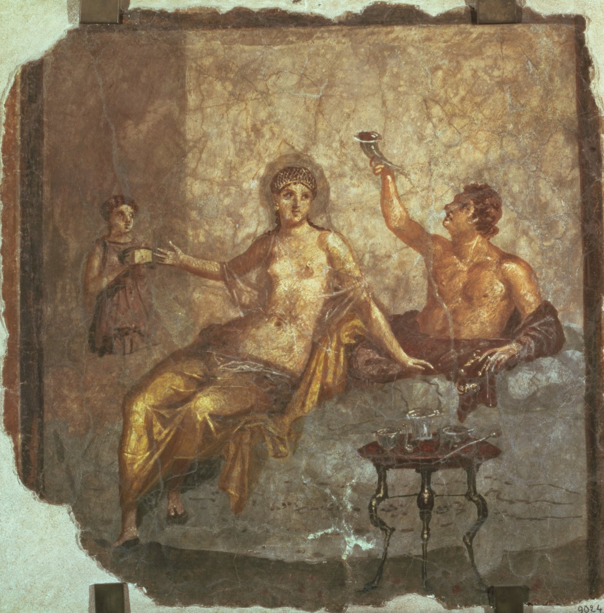 Bankettpar med en slav, från Herculaneum, ca 50-79 e.Kr av Roman