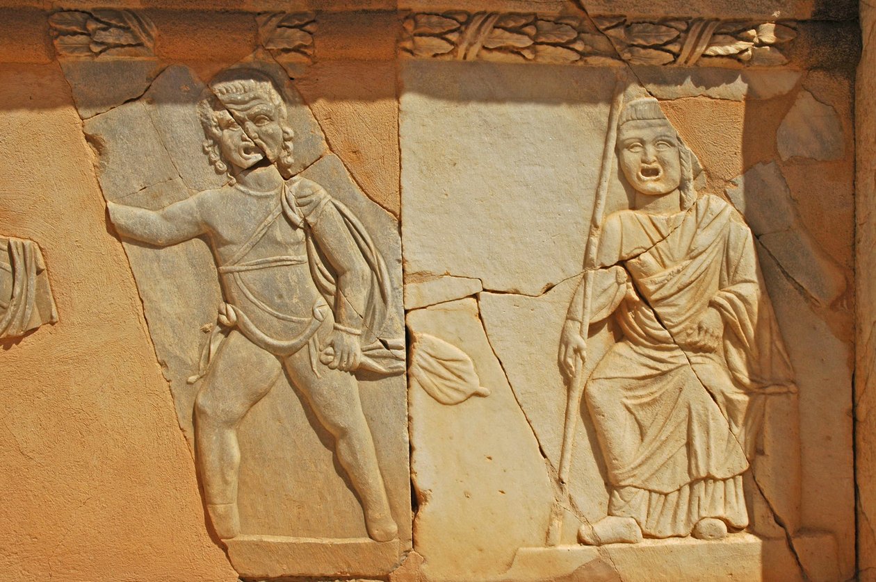 Basreliefer på Proscenium från den romerska teatern, Sabratha, Libyen, 2:a århundradet e.Kr. av Roman