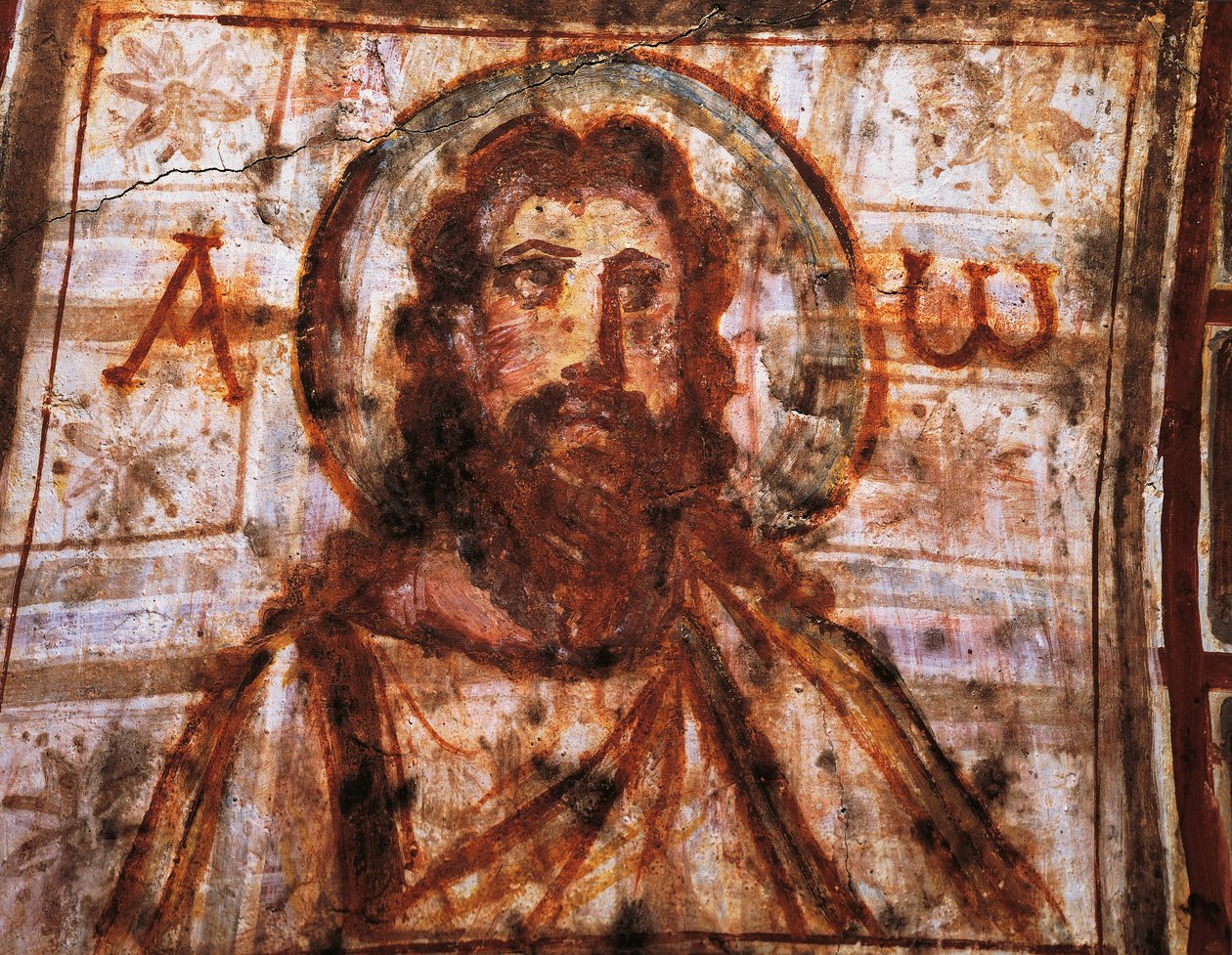 Byst av Kristus, Commodillas katakomber, Rom (fresk) av Roman