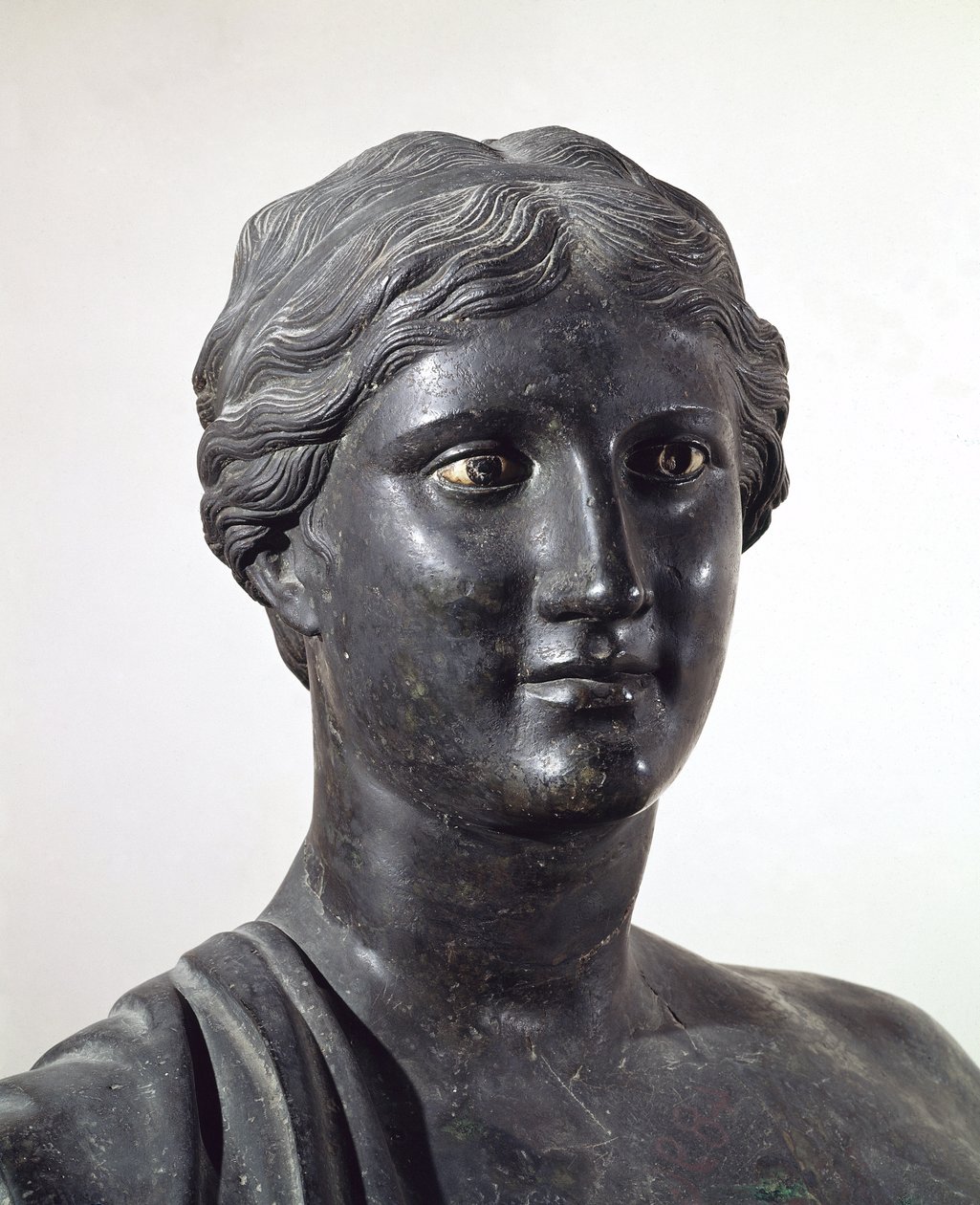 Byst av Sappho, bronsstaty, från Villa of Papyri, Herculaneum, Kampanien, Italien, romersk civilisation av Roman