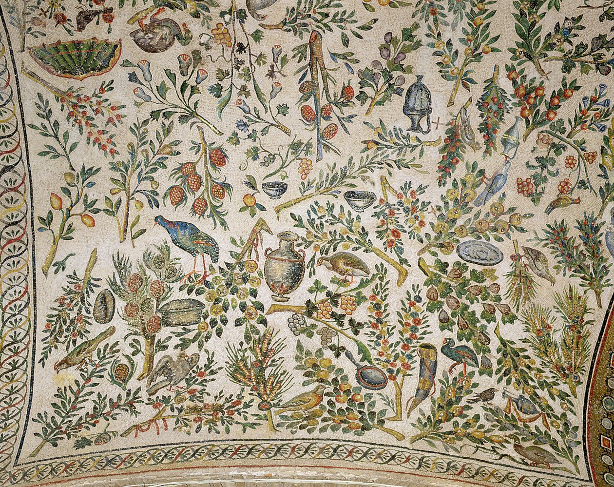 Takdekoration med blommor och fåglar av Roman