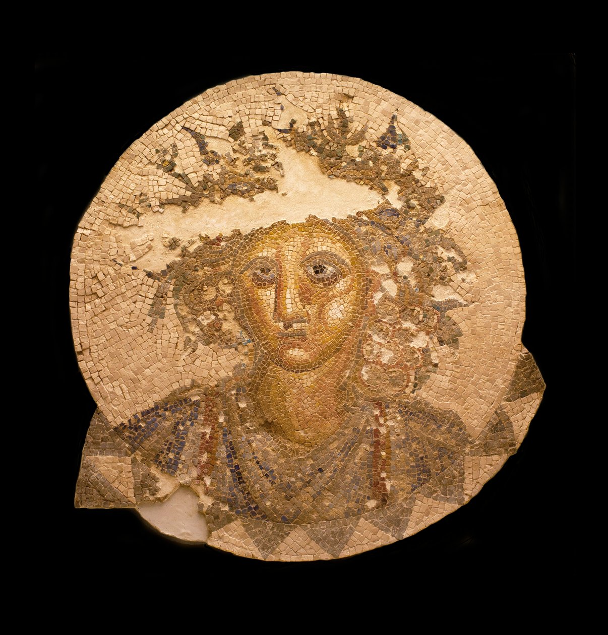 Central del av en mosaik med representation av Bacchus. Romersk antikvitet hittades i Puerto Real, nära Cadiz (Spanien), 2:a århundradet f.Kr. Museum of Cadiz (Spanien). av Roman