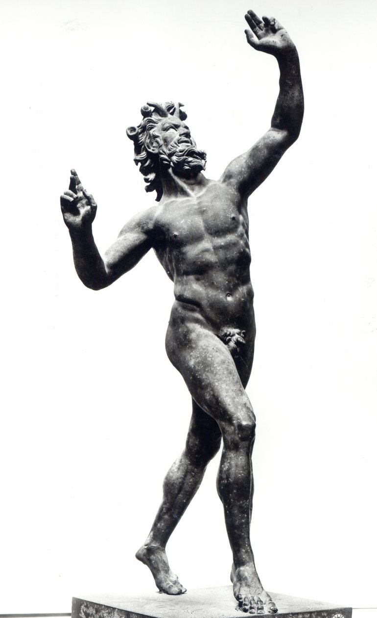 Dansande faun, från Faunens hus, Pompeji (brons) (s/v foto) av Roman