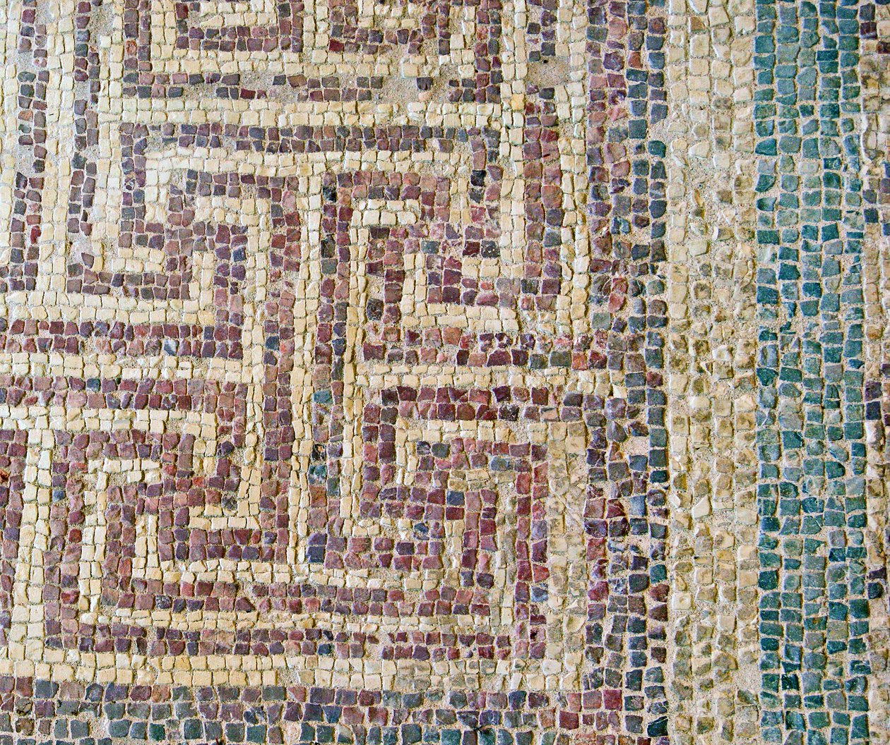 Detalj av geometriska kakelplattor, Theseus hus, Paphos, Cypern mosaik av Roman