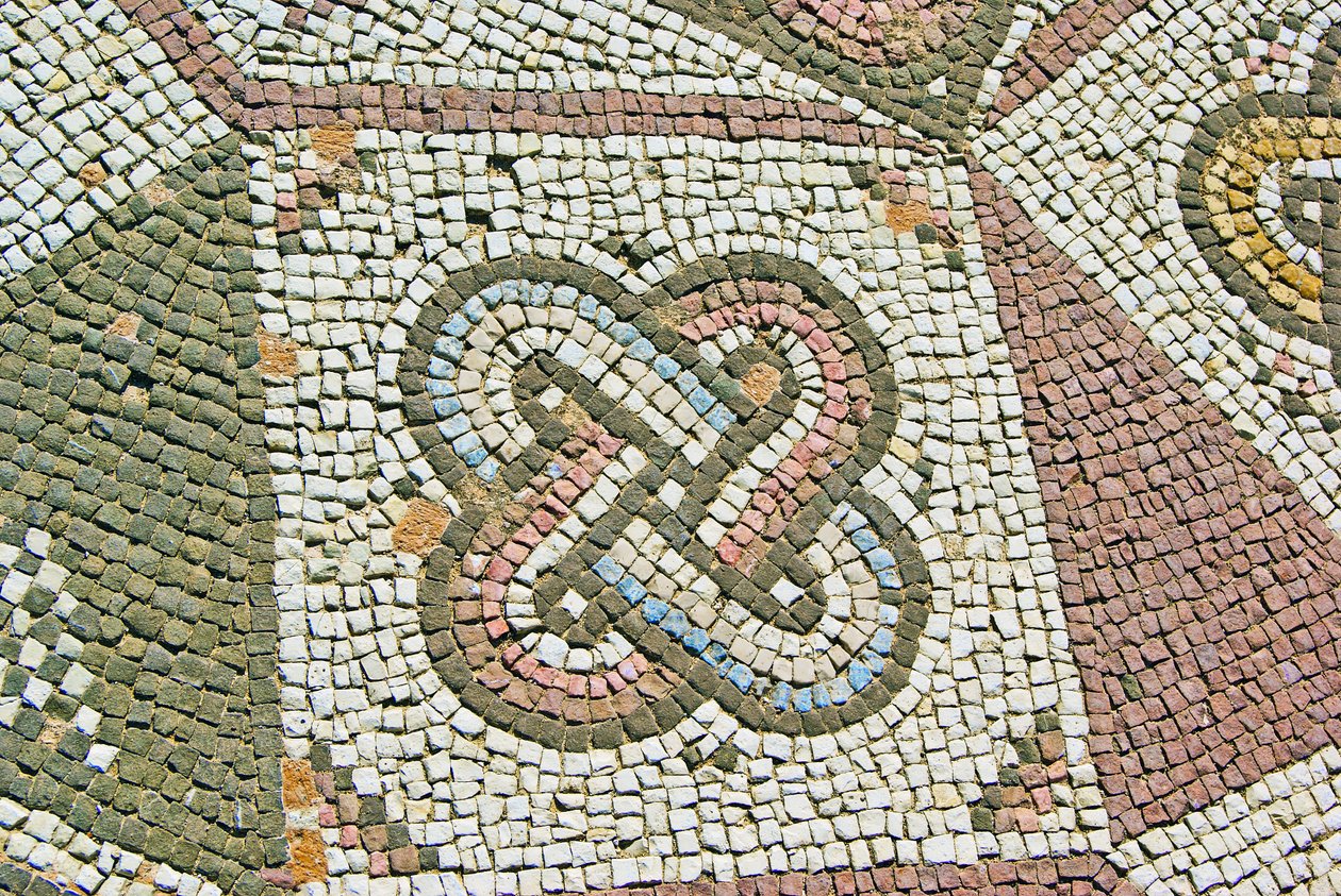 Detalj av en gordisk knut, Theseus hus, Paphos, Cypern mosaik av Roman