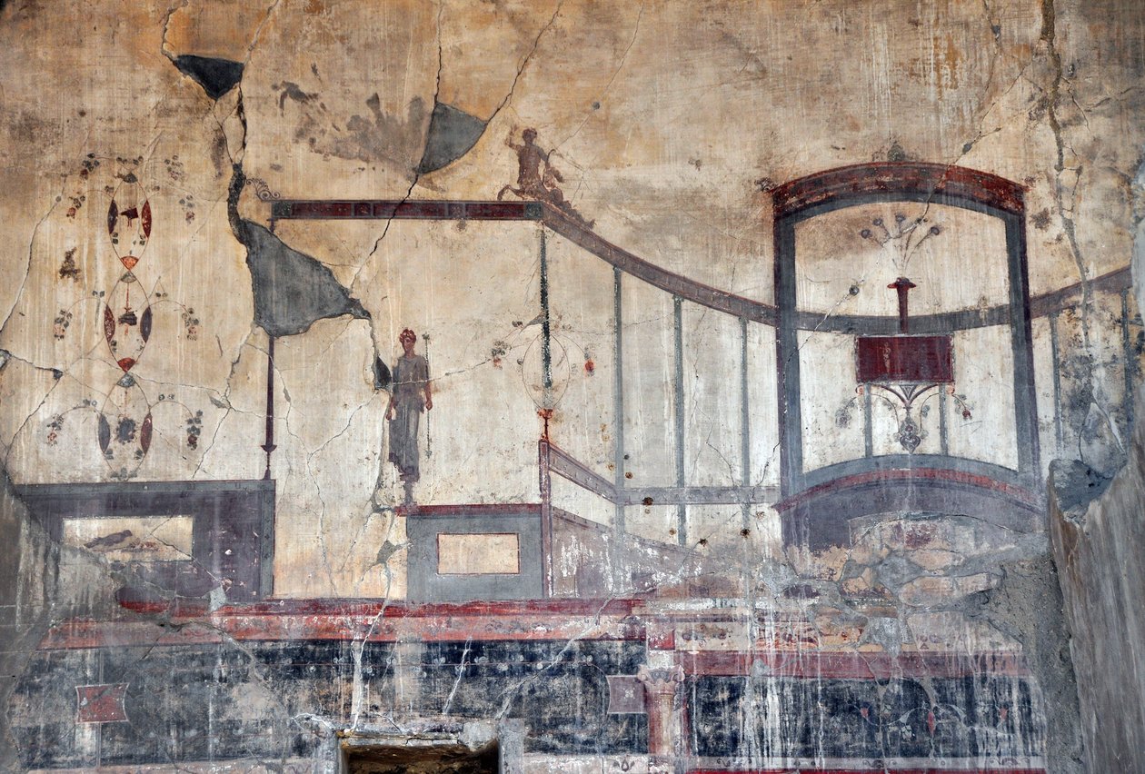 Detalj av en romersk fresco, Herculanum (fresco) av Roman