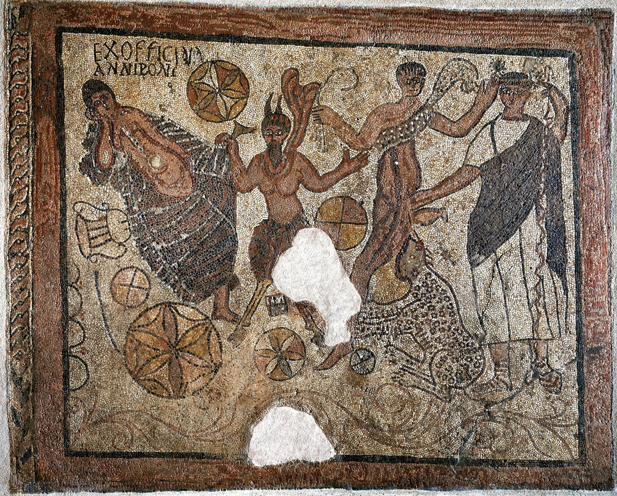 Dionysos och Ariadne - Mosaik, 300-talet av Roman