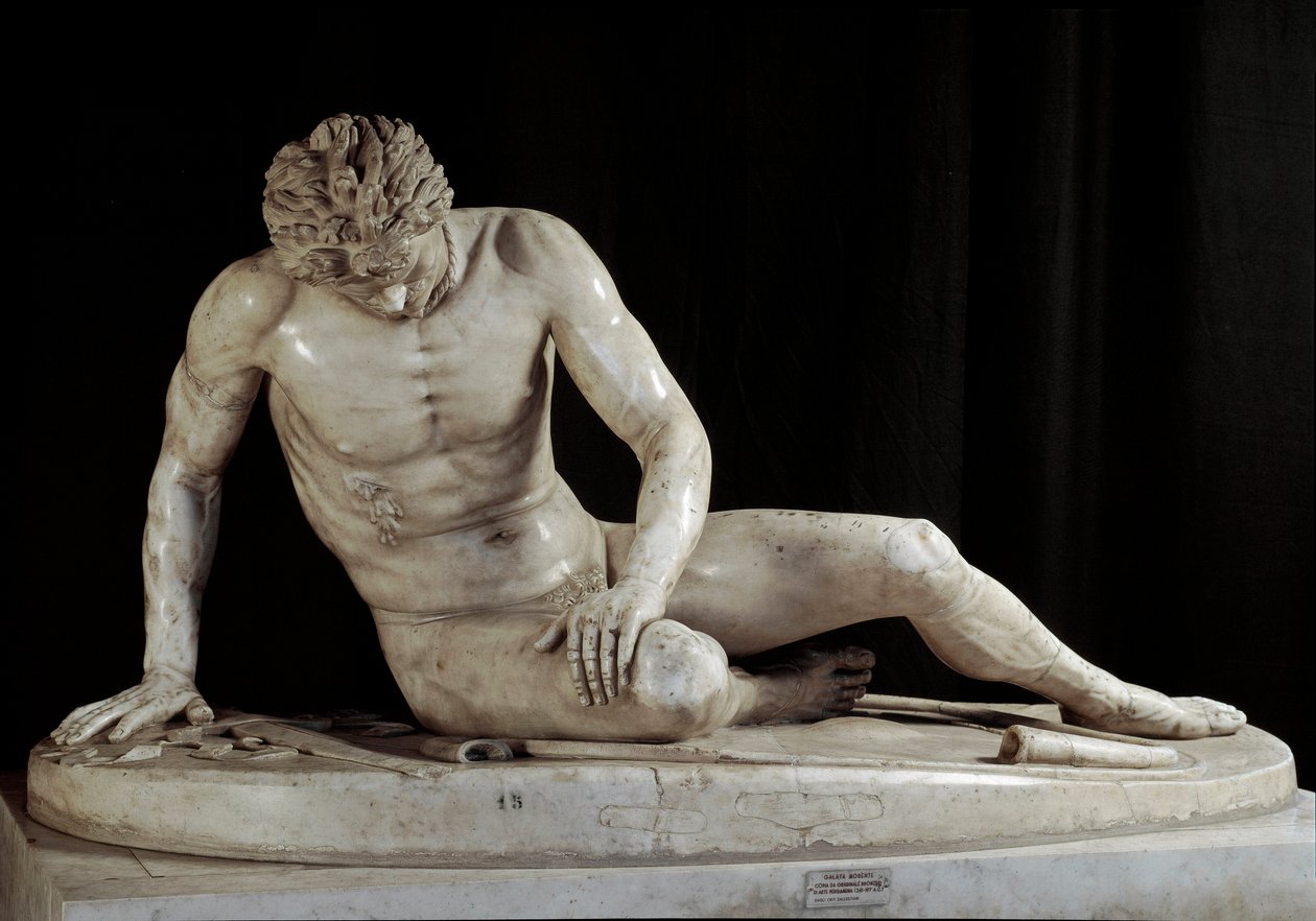 Dying Gaul - The Dying Galatian - "" Dying Galatian Warrior"" Marmorskulptur av Ludovisi Group efter originalbrons från 220-210 f.Kr. Sol. h. 93 cm Rom, Musei Capitolini av Roman