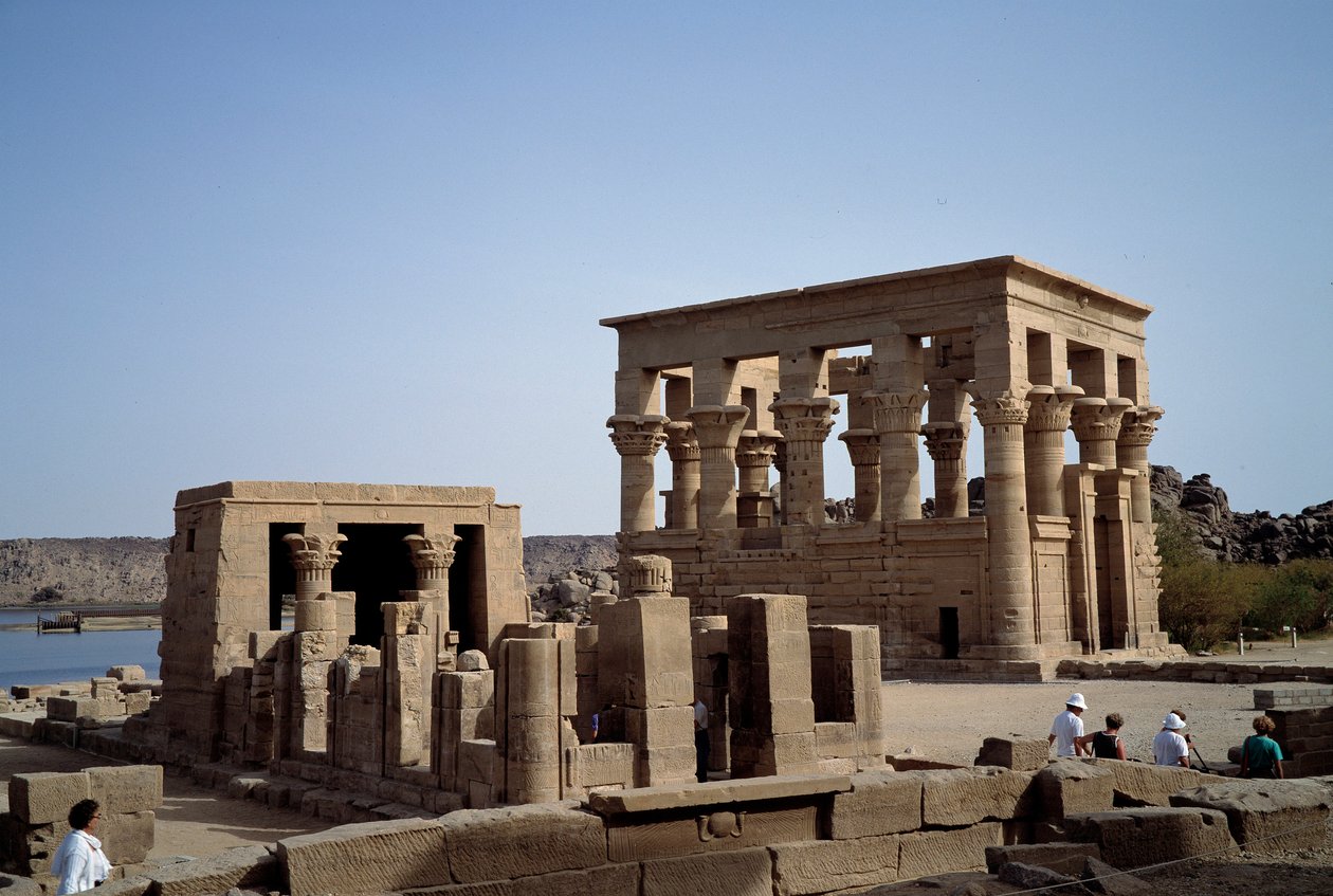 Egyptisk antikvitet: kiosk av Marcus Ulpius Trajanus (Trajanus eller traiano) romersk kejsare. 2:a århundradet. Assuan, Philae. Egypten av Roman