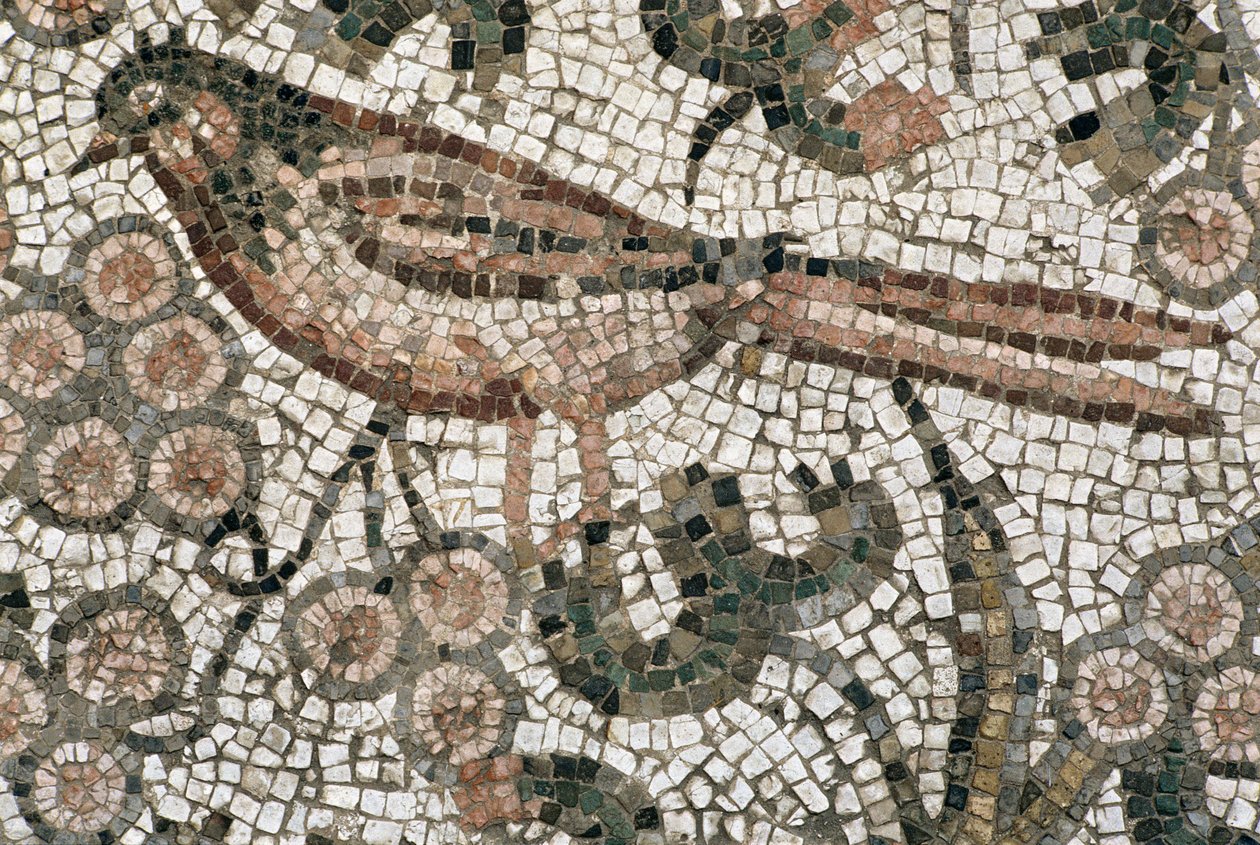 Golvbeläggning föreställande en fågel, 300-talet e.Kr av Roman