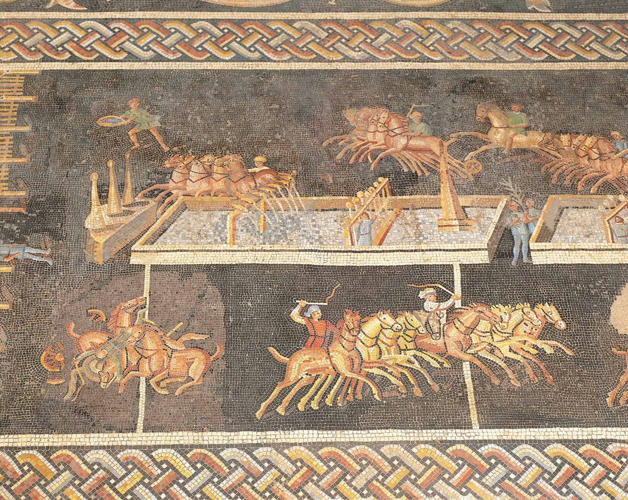 Frankrike, Lyon, Mosaik som skildrar cirkusspelen, Quadriga-loppet av Roman