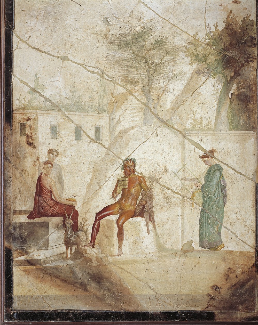 Fresk föreställande Pan och nymfer från Pompeji, Italien av Roman